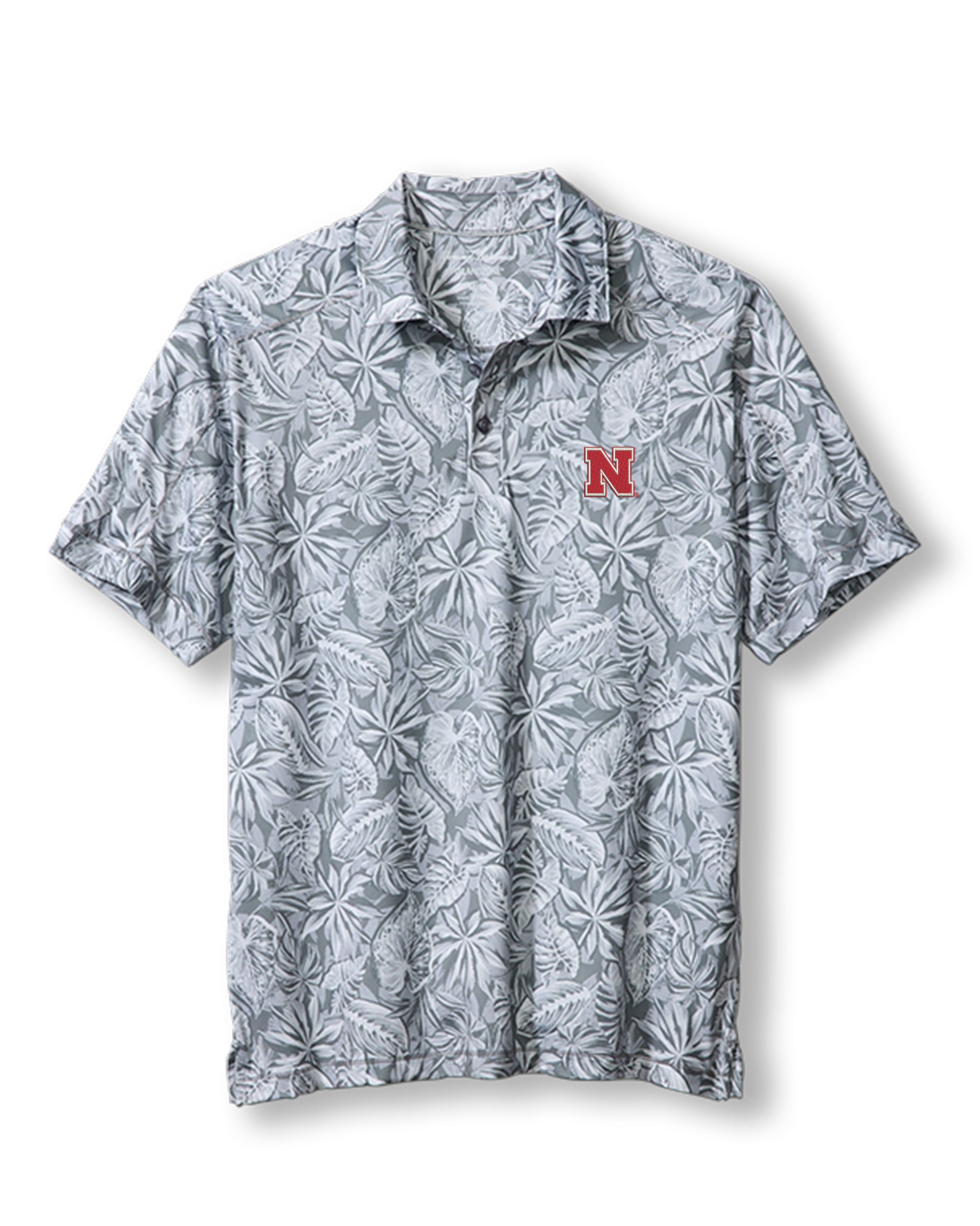 Tommy Bahama Nebraska Huskers Tropical Score Polo in Light Grey