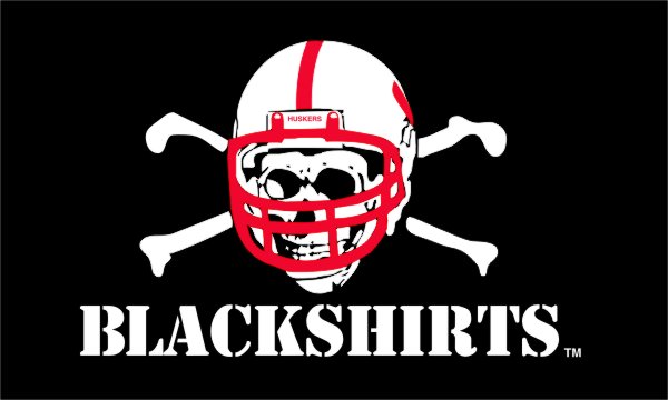 Traditional Blackshirts - Flag Single Sided Silk Screened 3ft x 5ft Sleeve Nebraska Cornhuskers