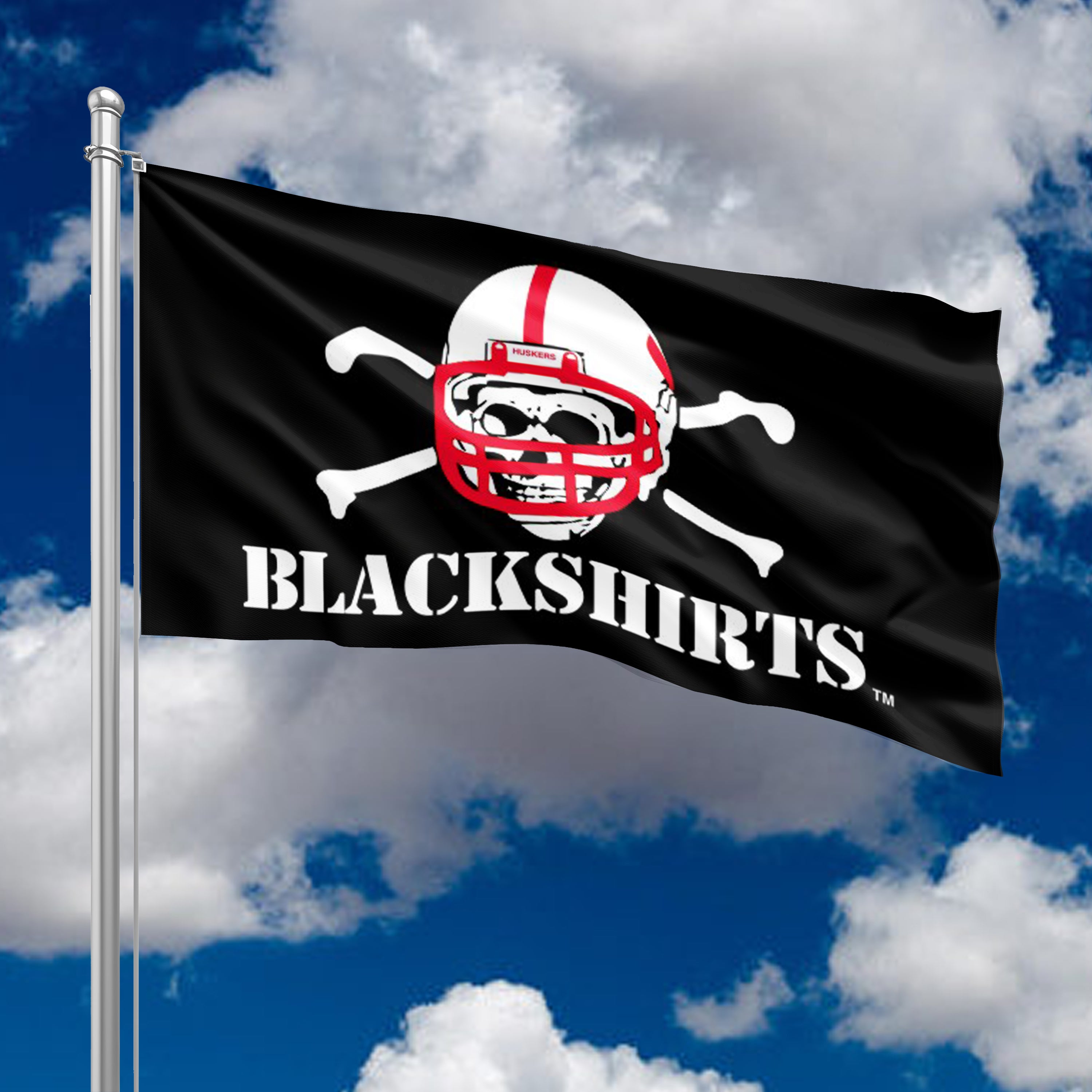 Traditional Blackshirts - Flag Single Sided Silk Screened 4ft x 6ft Grommet Nebraska Cornhuskers