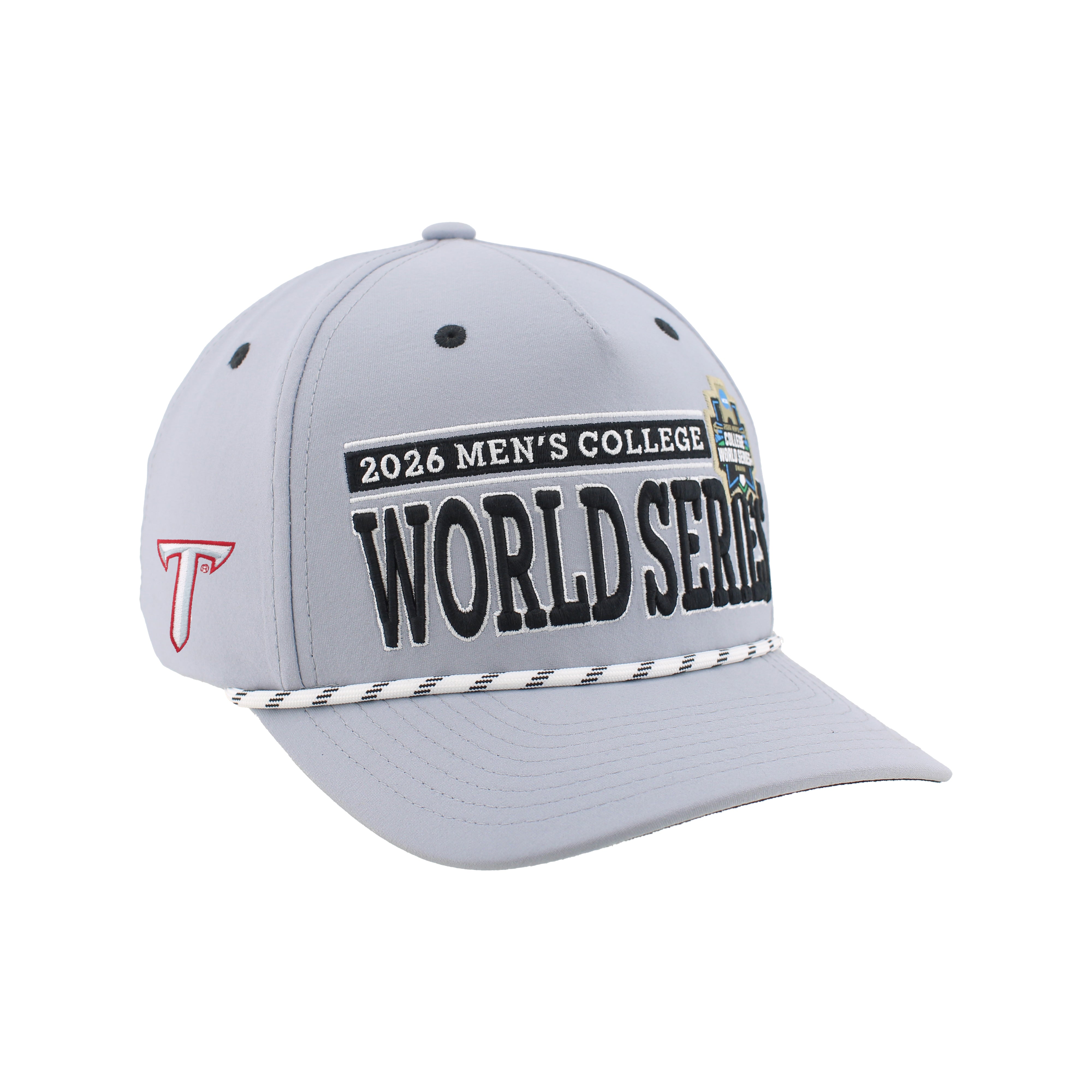 Troy 2026 CWS Grey Rope Hat, Curved Bill, Snapback - Nebraska Cornhuskers