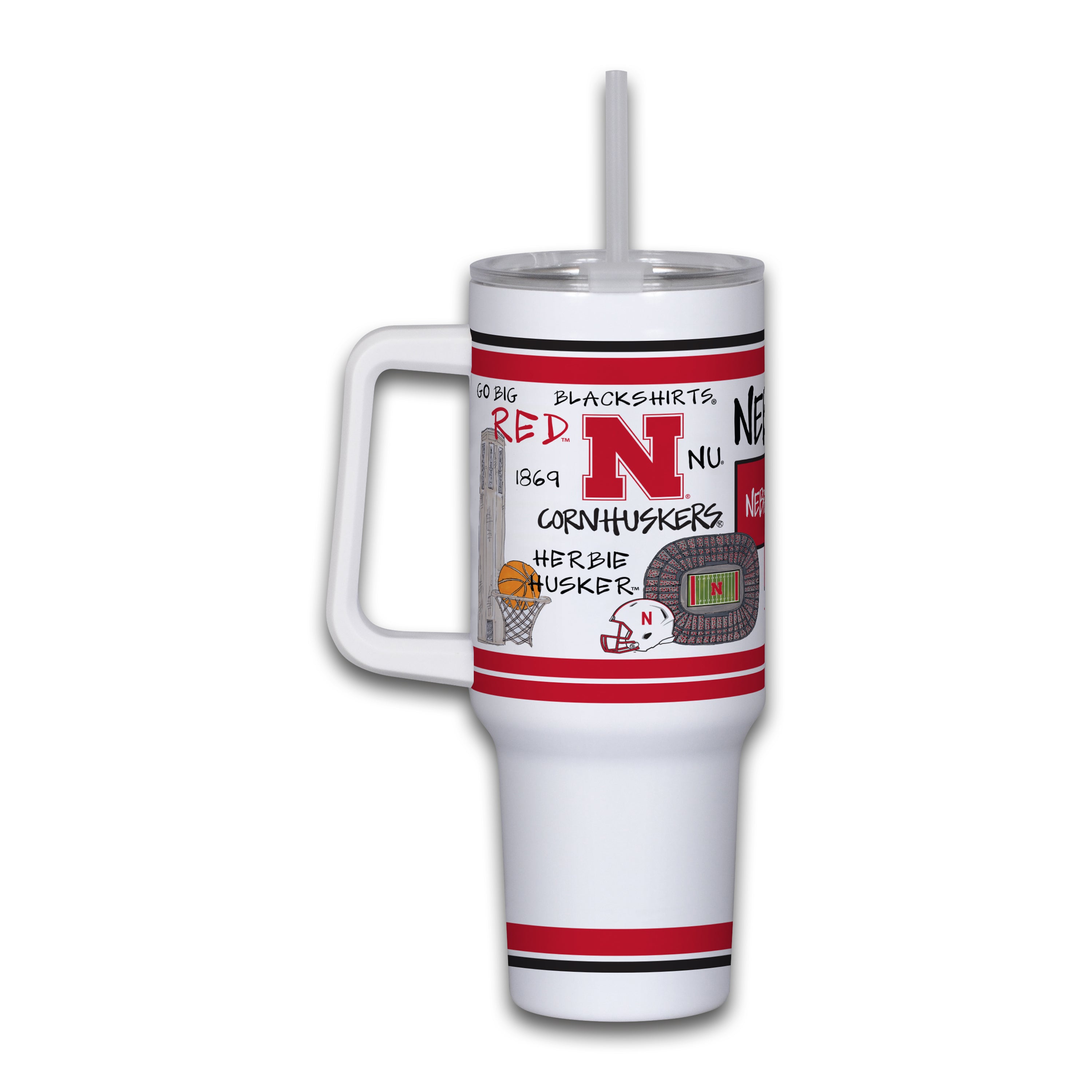 Tumbler Straw with Lid 40oz - Nebraska Cornhuskers