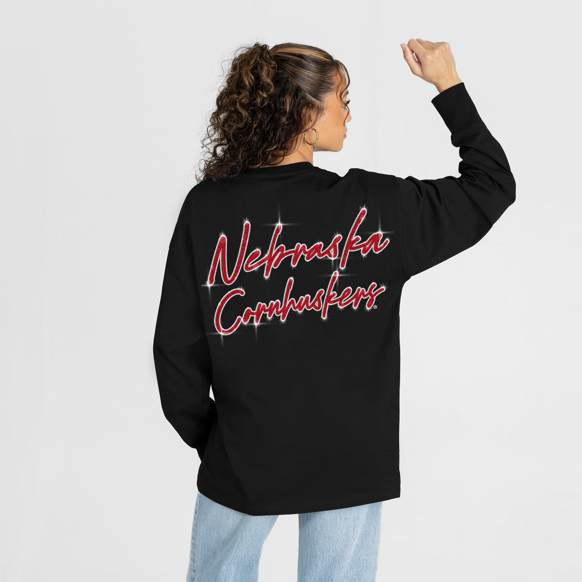 Light it Up Long Sleeve Tee Gameday Couture - Nebraska Cornhuskers