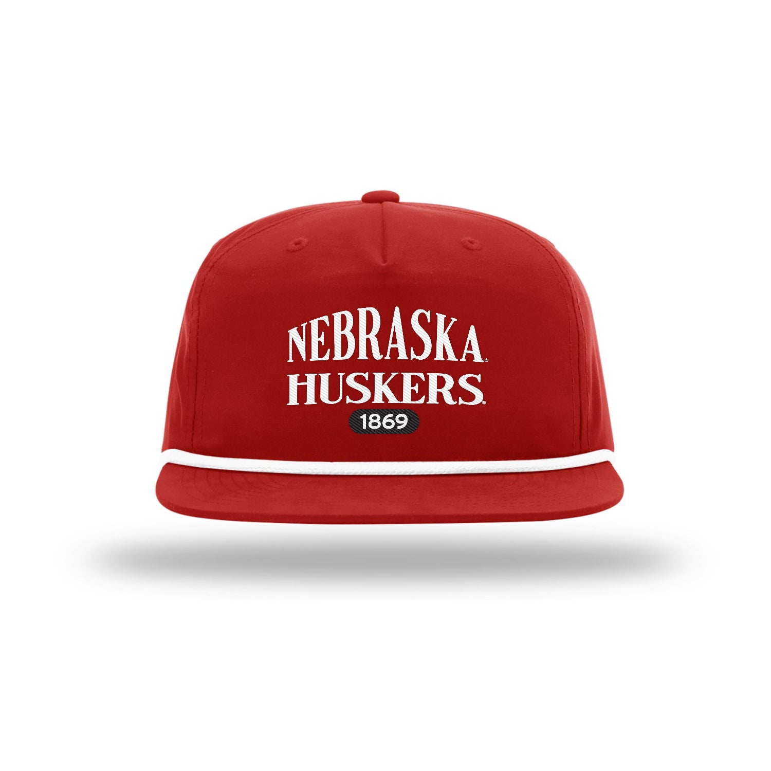 UMPQUA 256 Traditional Text Solid Red w White Hat, Snapback, Flat Bill - Nebraska Cornhuskers