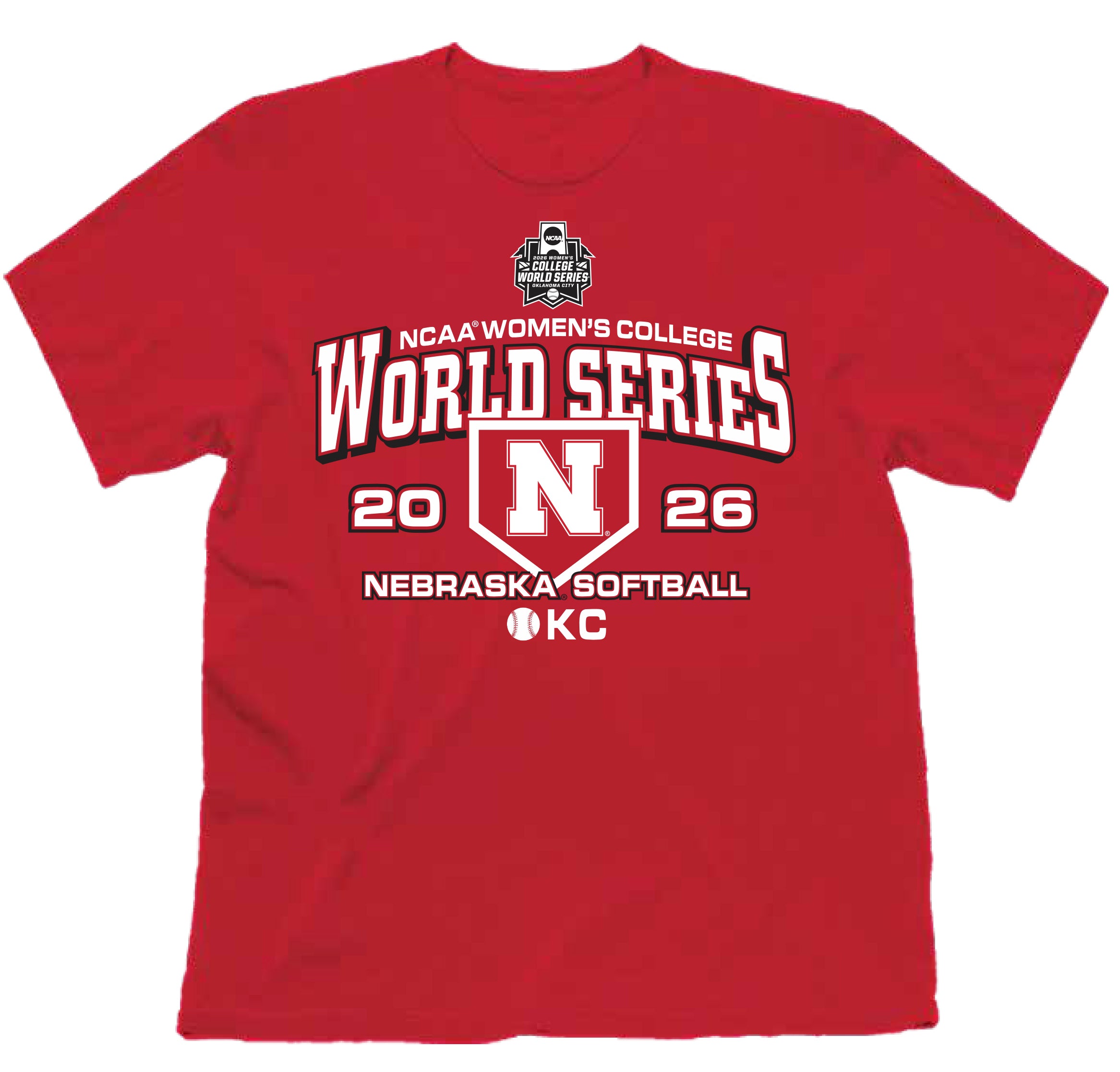 WCWS Softball Red Short Sleeve Tee - Nebraska Cornhuskers