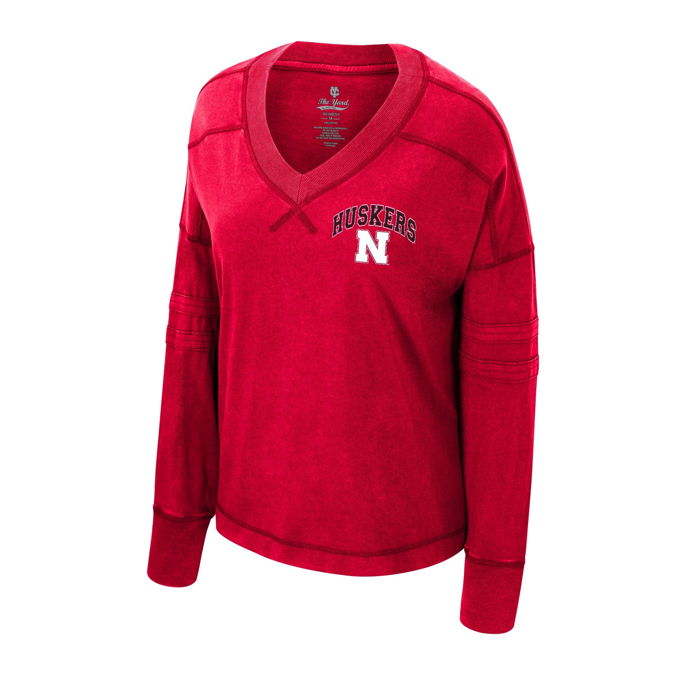 Victoria Oversized Long Sleeve Tee in Red - Nebraska Cornhuskers
