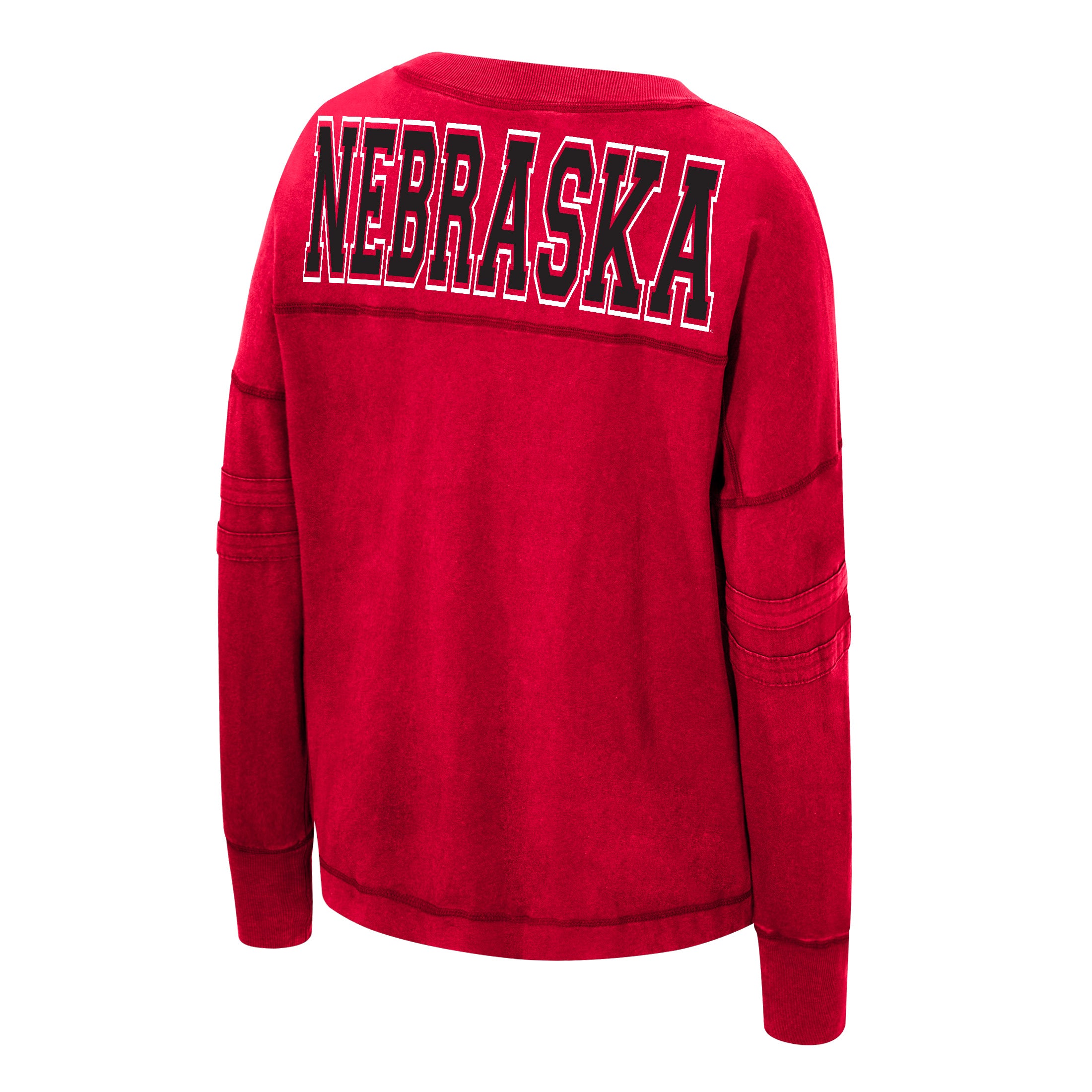 Victoria Oversized Long Sleeve Tee in Red - Nebraska Cornhuskers
