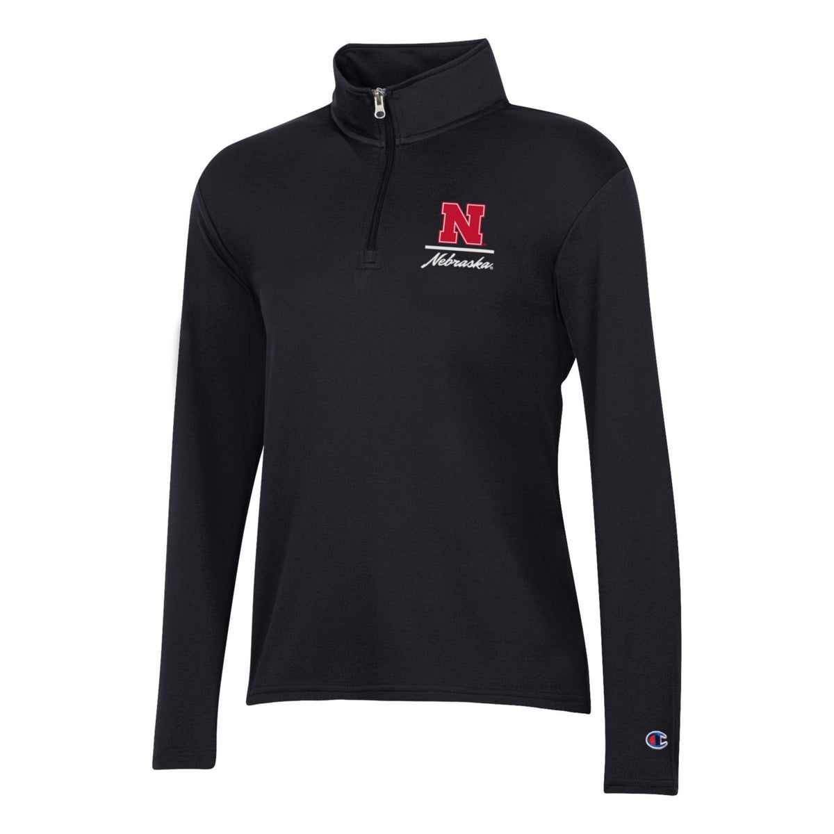 Victory Script Quarter-Zip in Black - Nebraska Cornhuskers