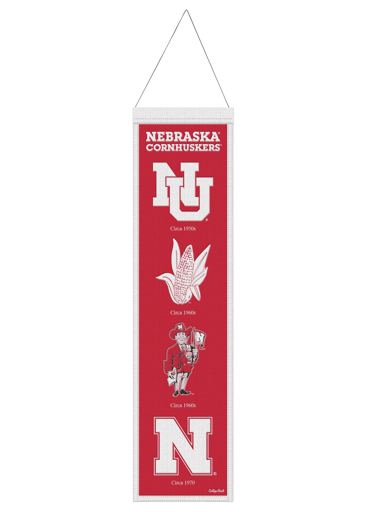 Vintage Logo Chart 32in Felt Banner  - Nebraska Cornhuskers
