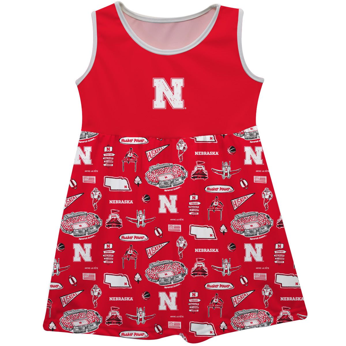 Vive la Fete Toddler Girls Red Tank Dress - Nebraska Cornhuskers