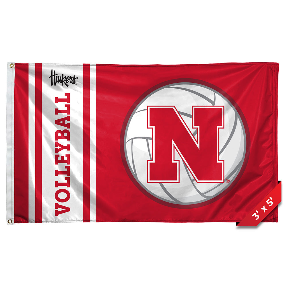 Volleyball - Flag Single Sided Dye Sublimated 3ft x 5ft Grommet Nebraska Cornhuskers