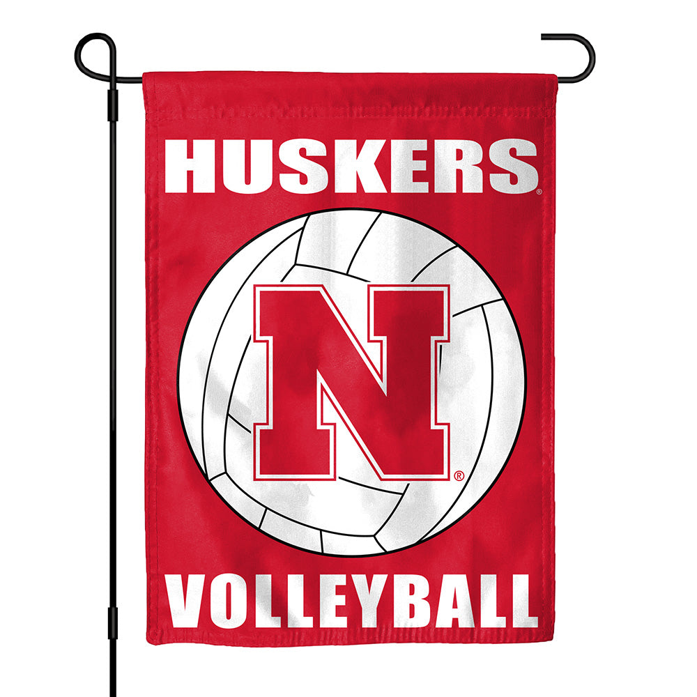 Volleyball - Garden Flags Double Sided Dye Sublimated 13in x 18in Nebraska Cornhuskers