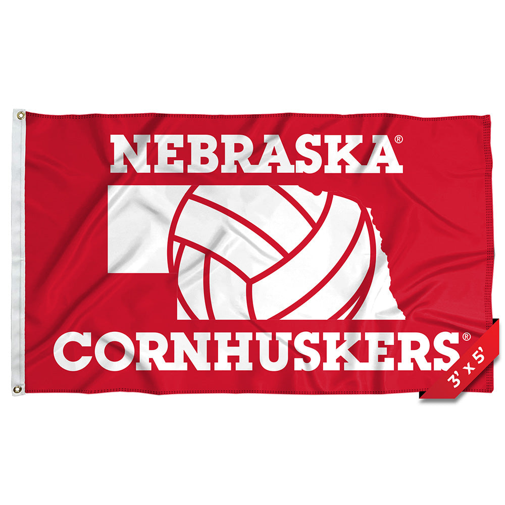 Volleyball State - Flag Single Sided Silk Screened 3ft x 5ft Grommet Nebraska Cornhuskers