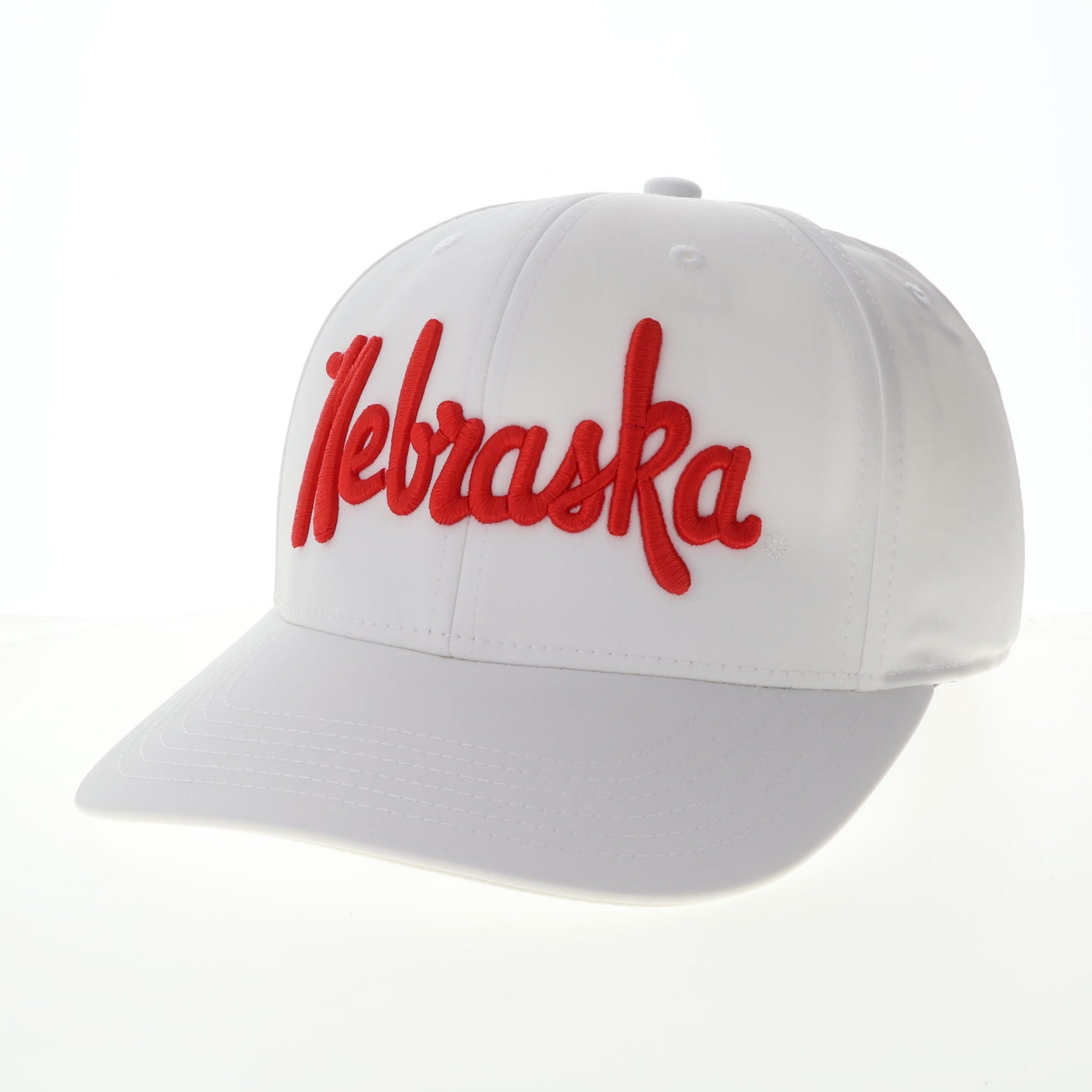 White Basketball Nebraska Hat, Velcro, Curved Bill, Back9 - Nebraska Cornhuskers