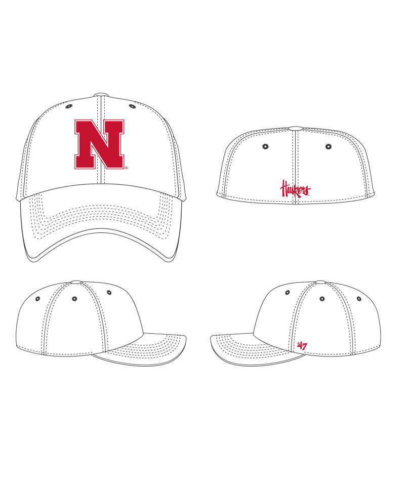 White Classic '47 Franchise Hat, Curved Bill, Fitted - Nebraska Cornhuskers