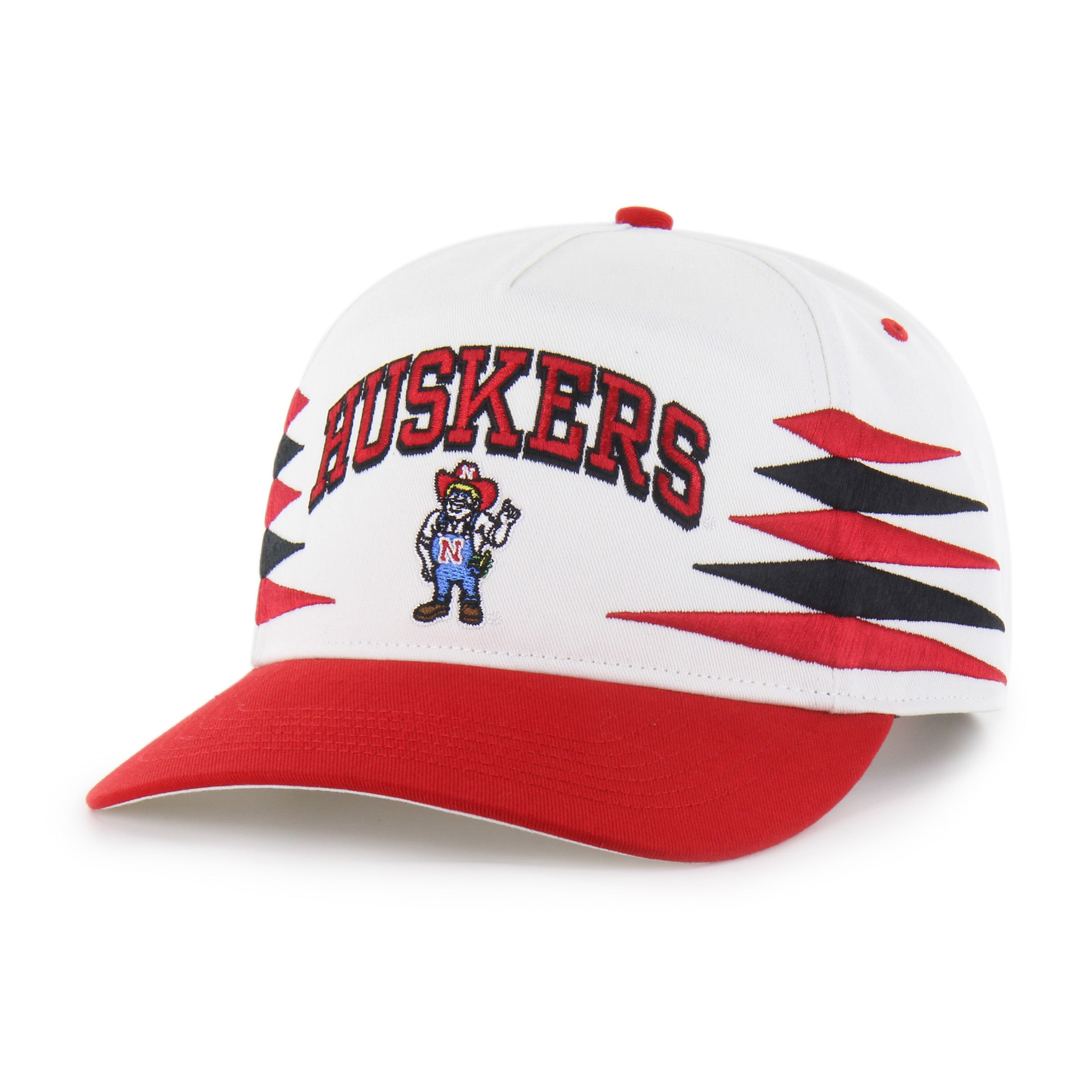 White Diamond Cut Herbie '47 Hitch Hat, Snapback, Curved Bill - Nebraska Cornhuskers