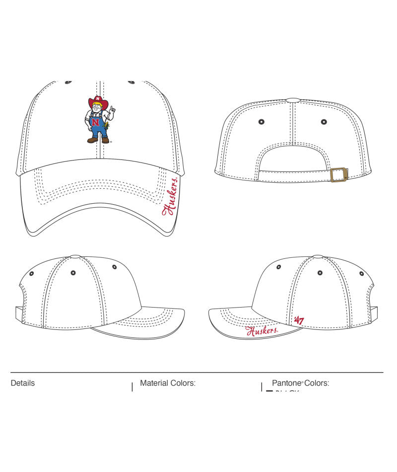 White Miata '47 Clean Up Hat, Curved Bill, Strapback - Nebraska Cornhuskers