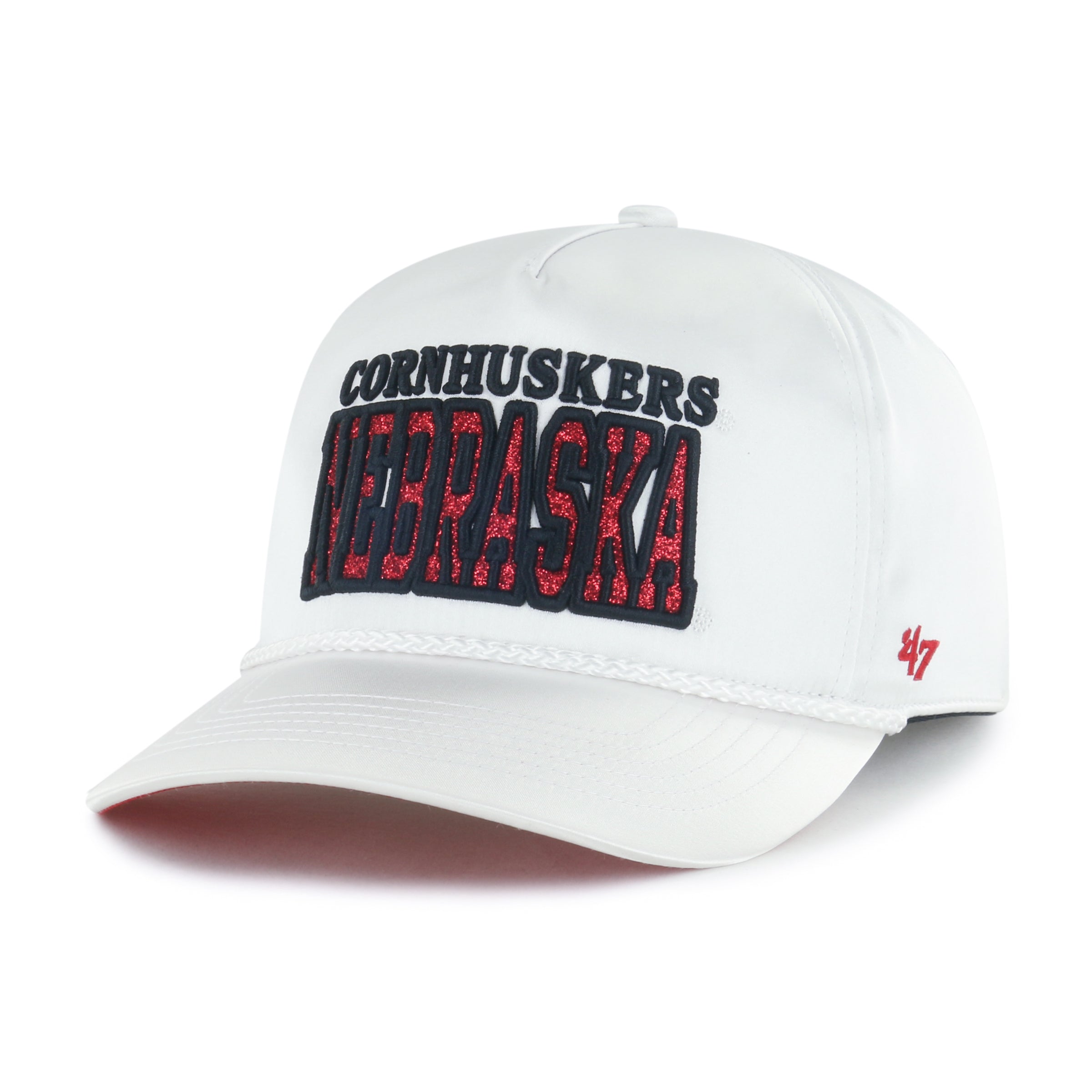 White Outspoken '47 Hitch Hat, Curved Bill, Snapback - Nebraska Cornhuskers