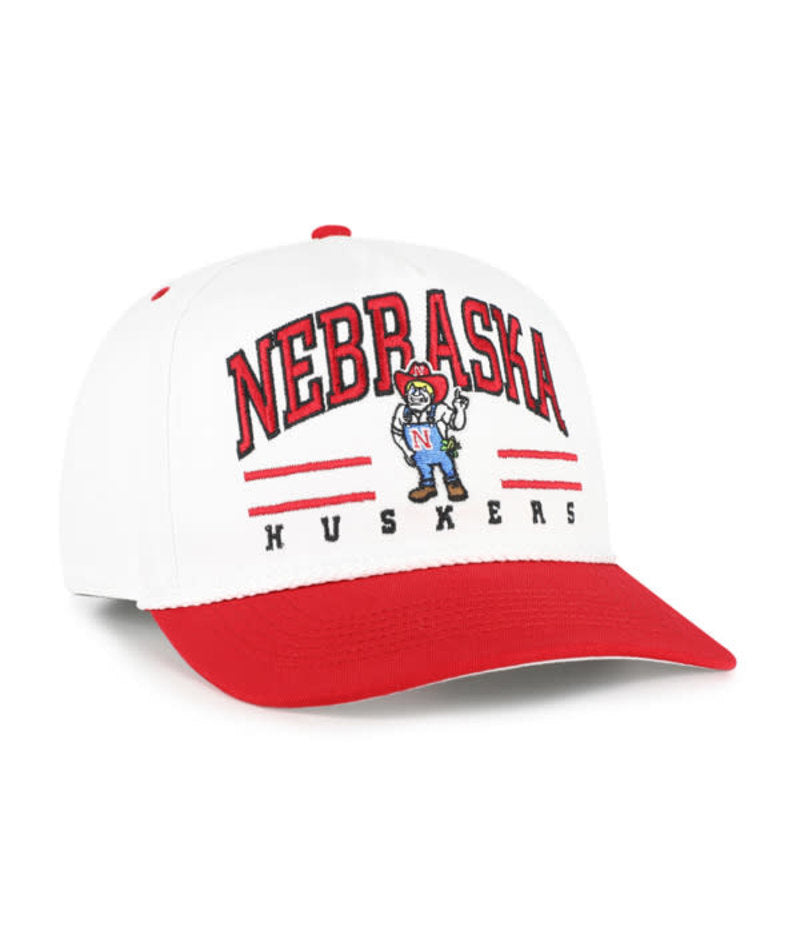 White Roscoe Rope Tt '47 Hitch Hat, Curved Bill, Snapback - Nebraska Cornhuskers