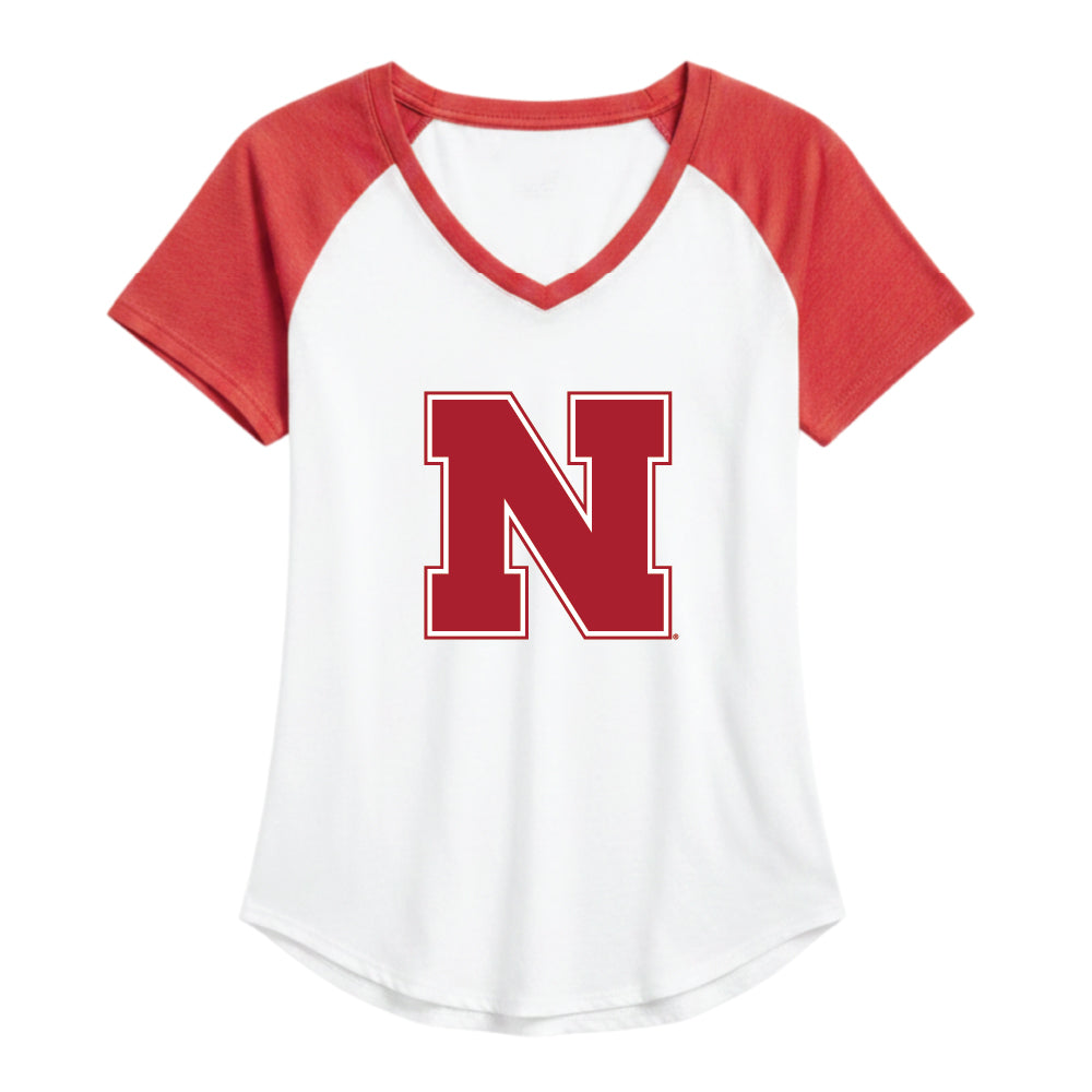 Women's Block N White and Red Tee - Nebraska Cornhuskers