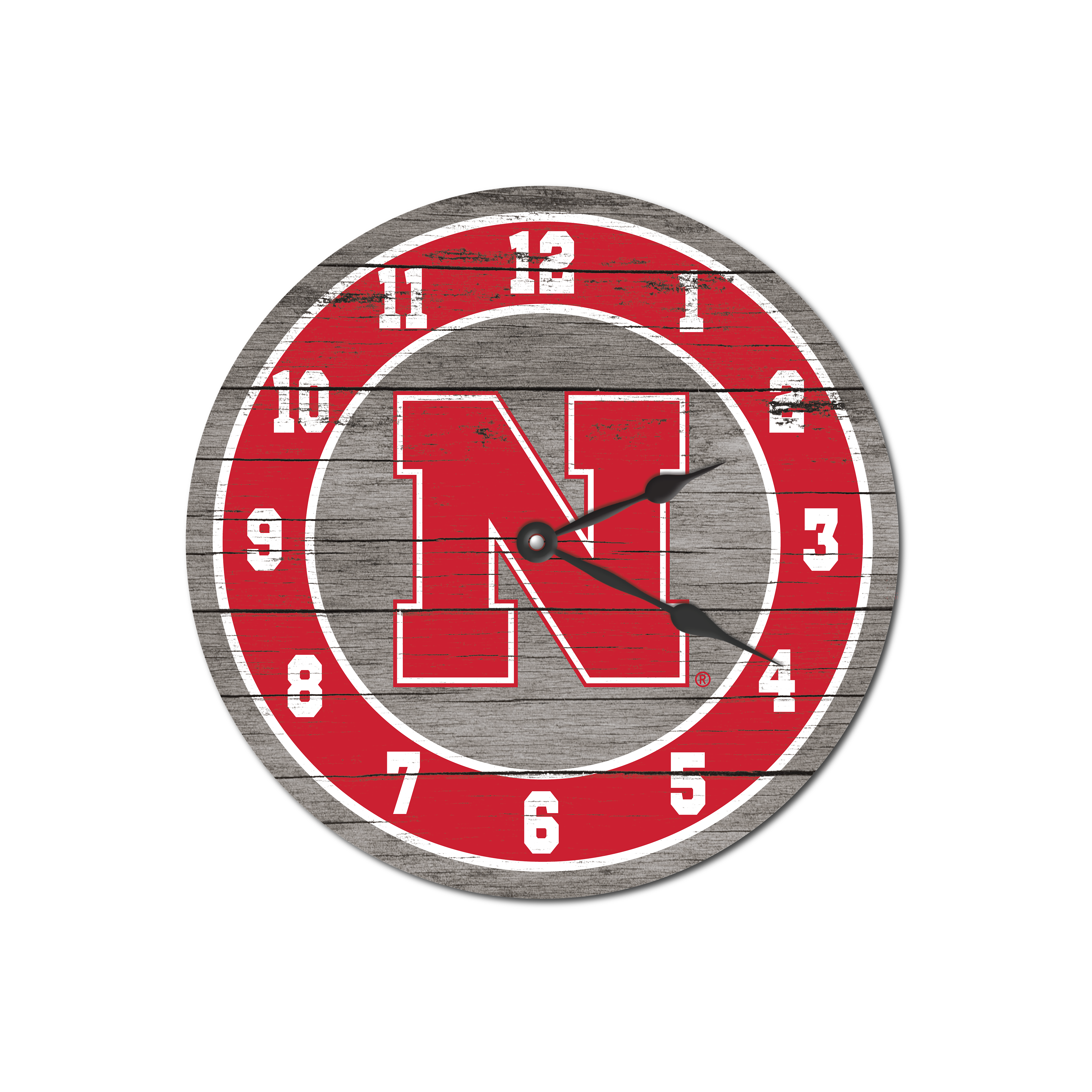 Wooden Clock 18in - Nebraska Cornhuskers