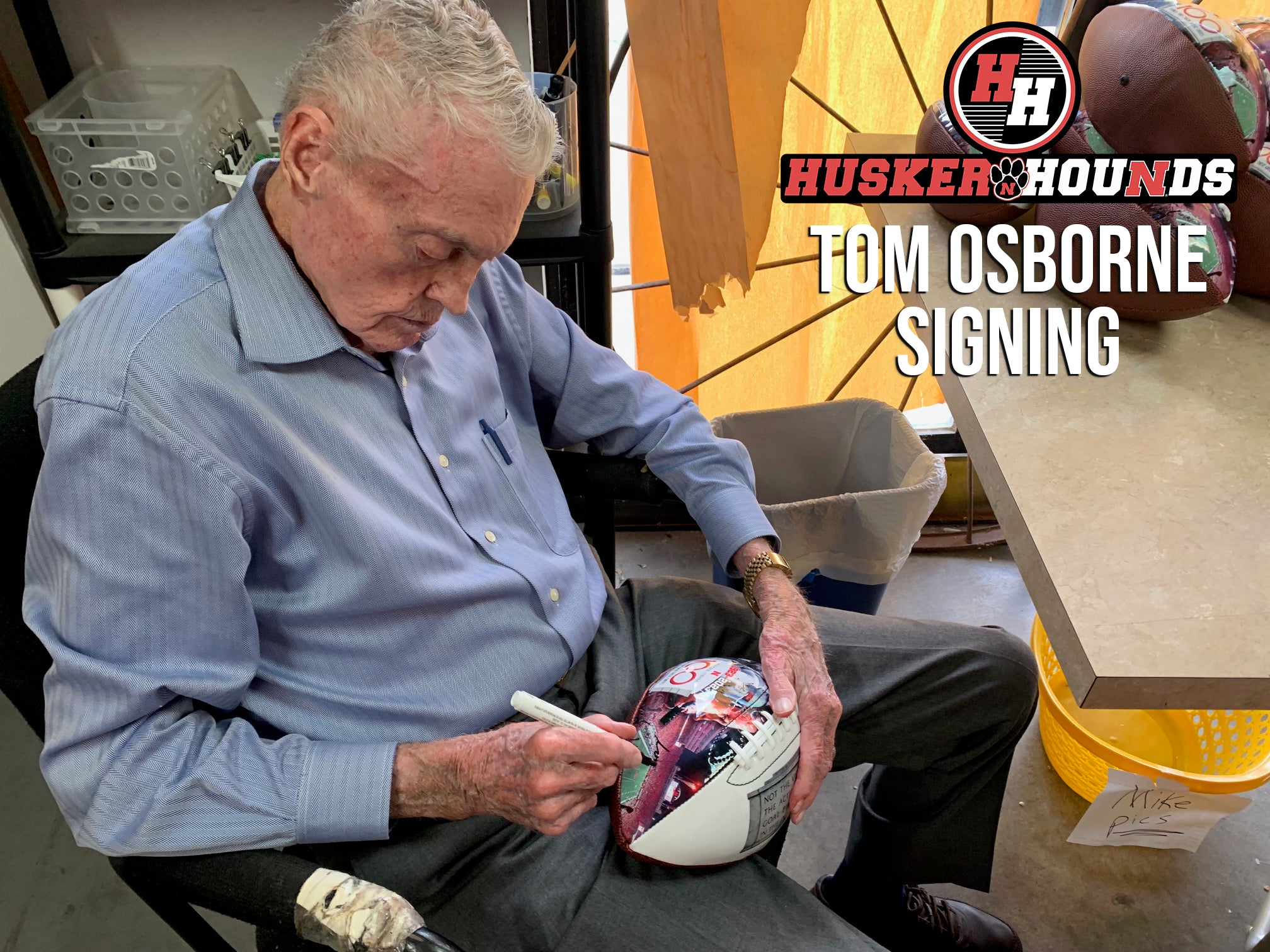 Tom Osborne Autographed Vintage Official Football - Nebraska Cornhuskers