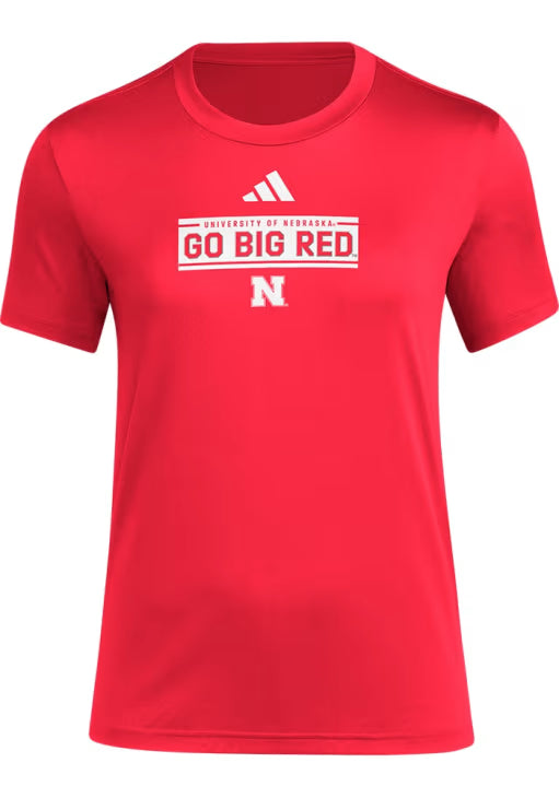 Nebraska Adidas Locker Slogan Pregame Tee - Red