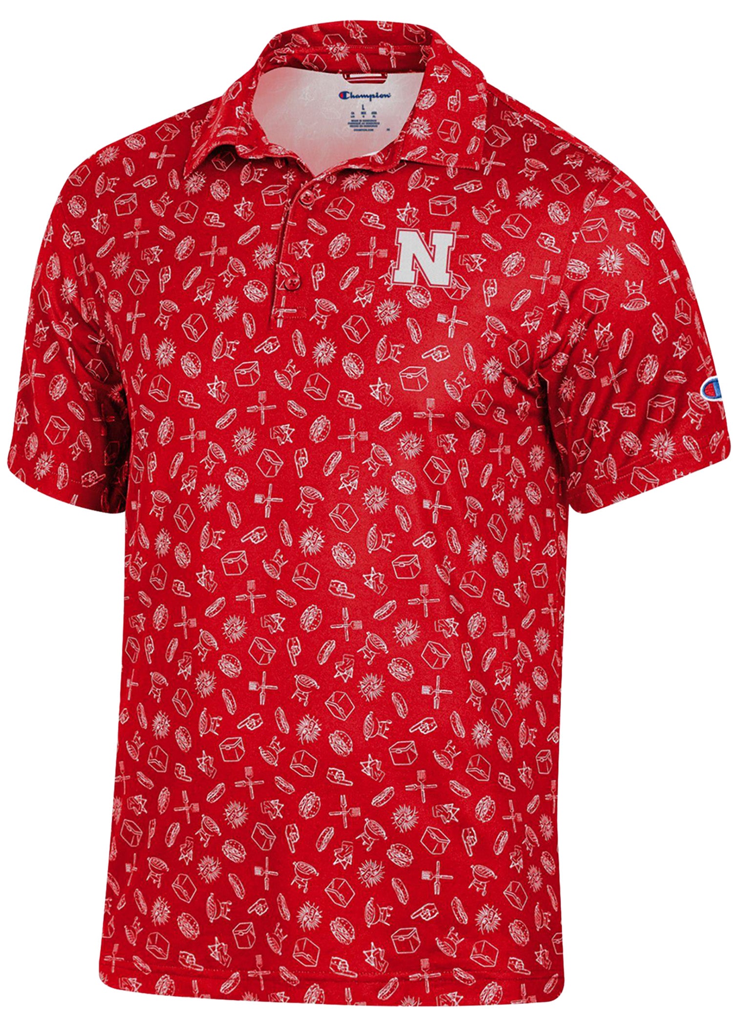 Nebraska Huskers Red Icon Print Polo
