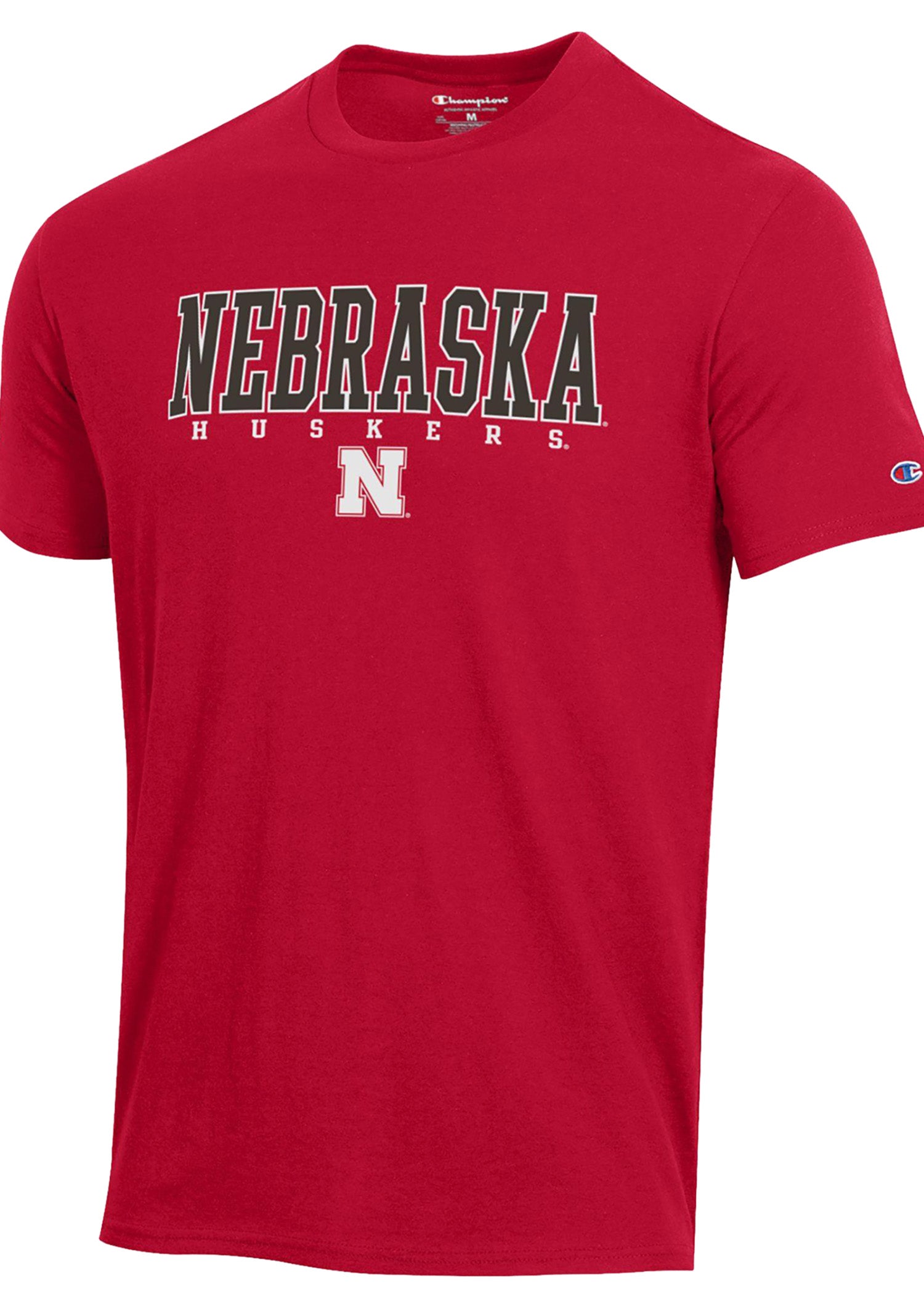 Arched “NEBRASKA” over “HUSKERS” w/ Block N Tee — 2 Colors