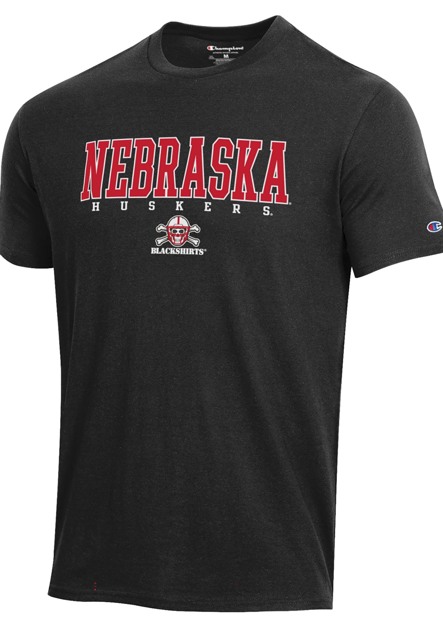Arched “NEBRASKA” over “HUSKERS” w/ Blackshirts Skull Tee