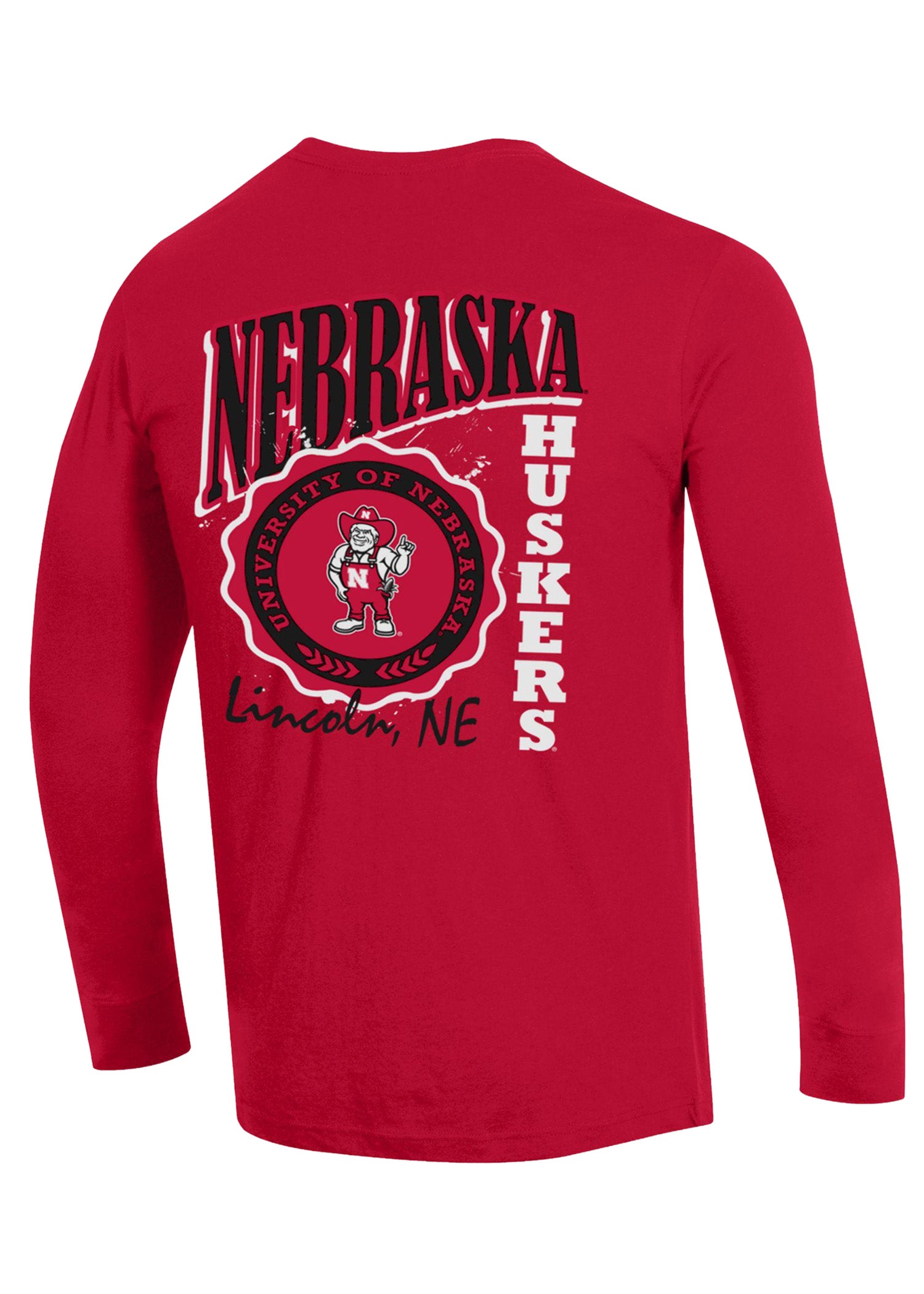 Left-Chest Block “N” + Sleeve Print w/ Big Back Seal Long Sleeve Tee