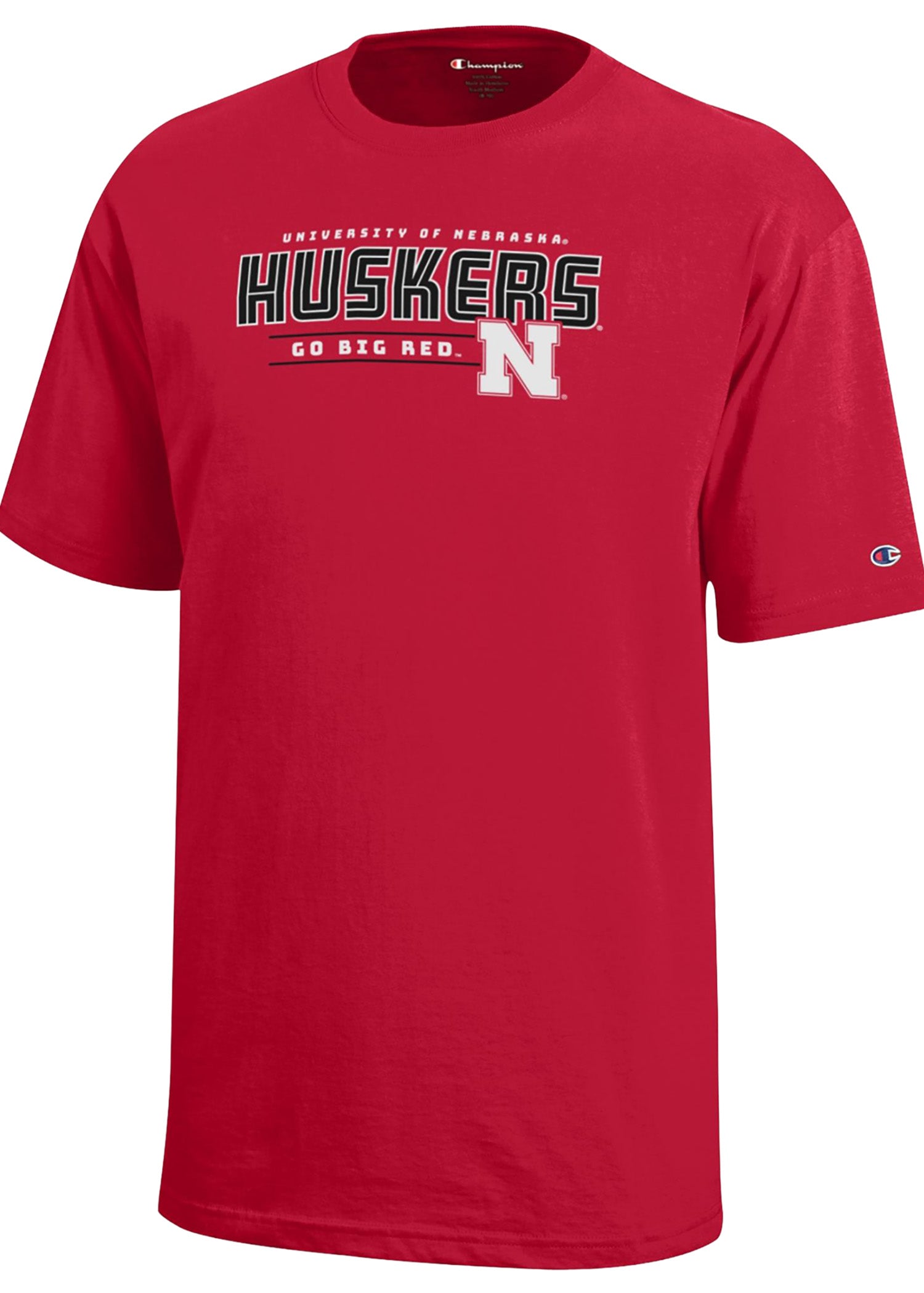 “HUSKERS” Bar Wordmark + Block “N” Youth Tee — 2 Colors