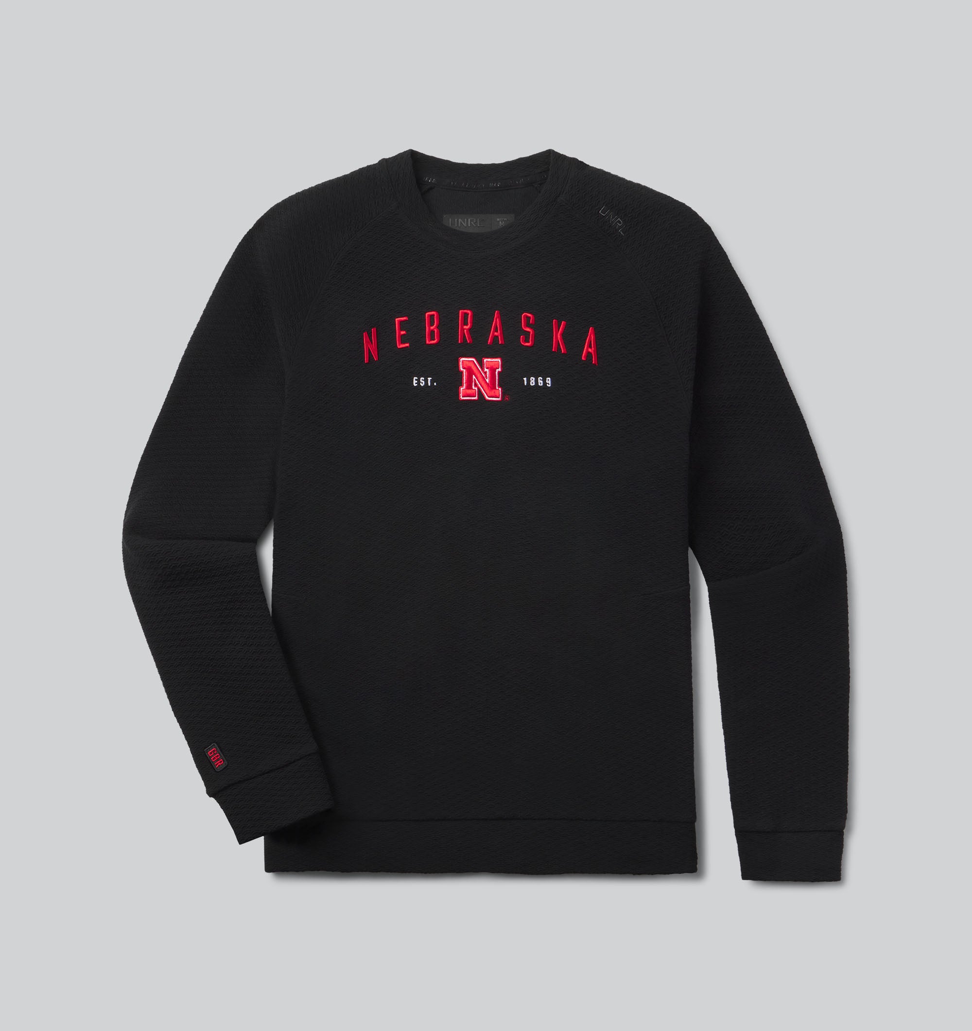 UNRL Elevation Crewneck in Black - Nebraska Cornhuskers