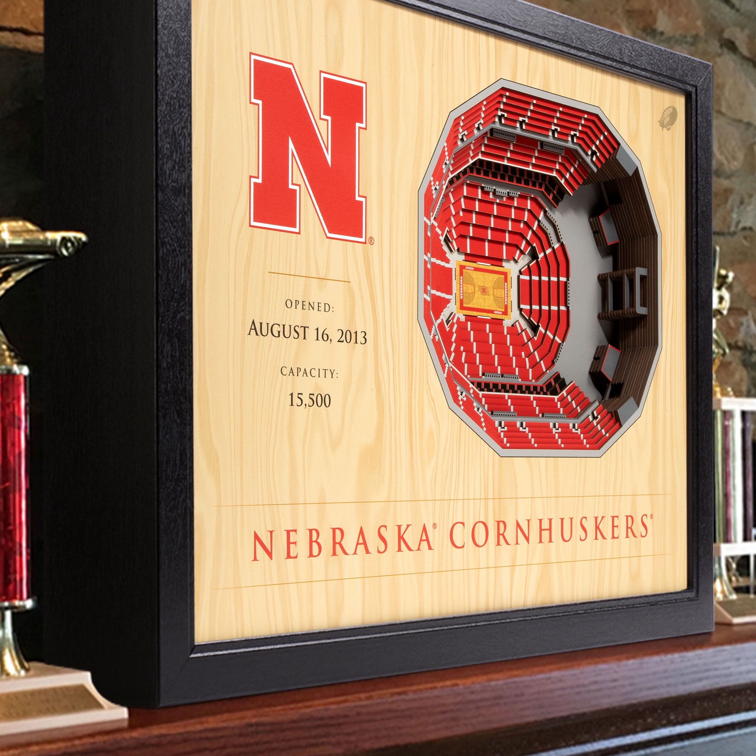 5 Layer Stadiumview 3D Wall Art BASKETBALL - Nebraska Cornhuskers