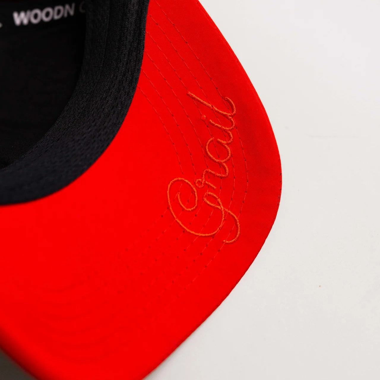 Wood n Grail Tee-Box Performance Hat in Red, Curved Bill, Snapback - Nebraska Cornhuskers