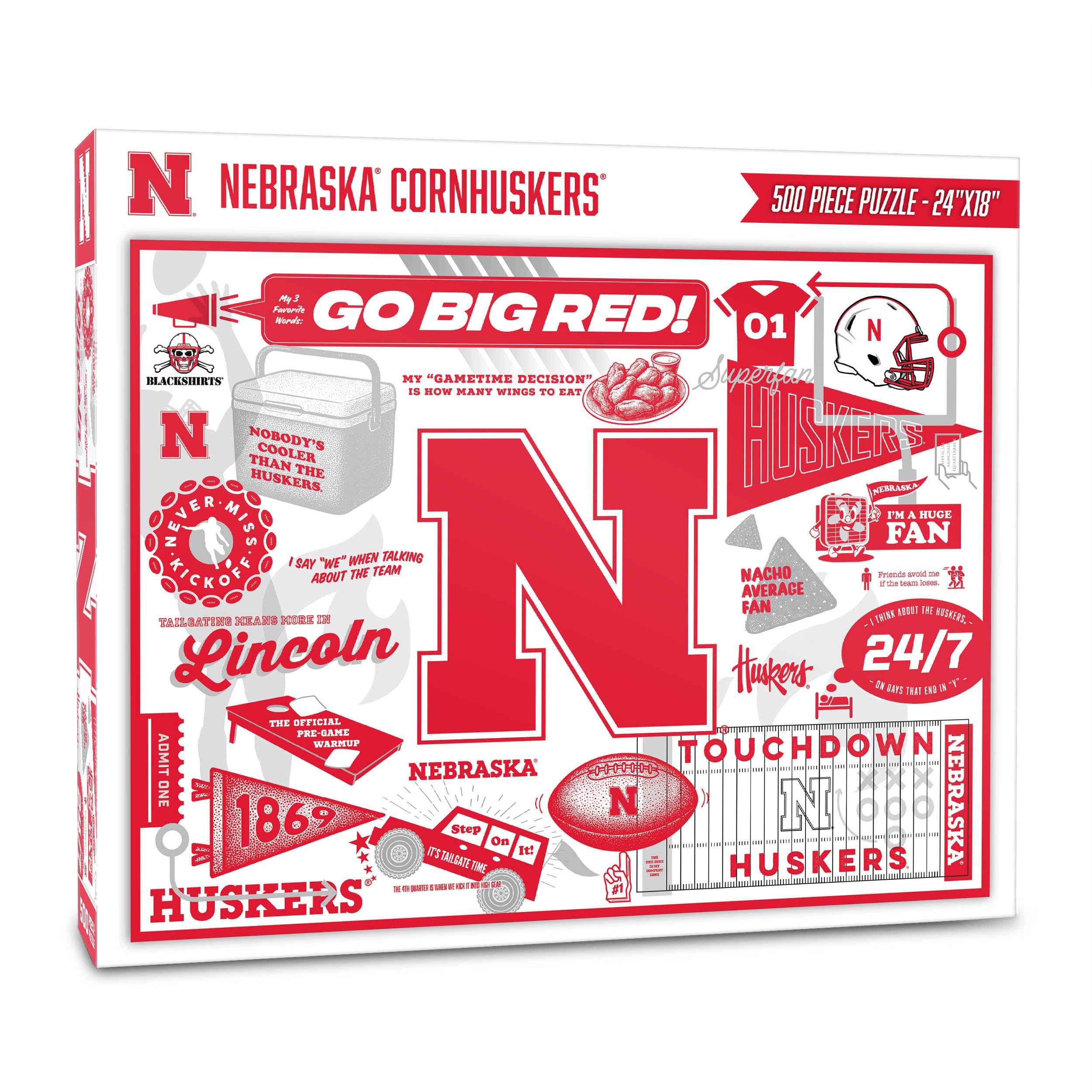 Scrapbook 500-piece Puzzle - Nebraska Cornhuskers