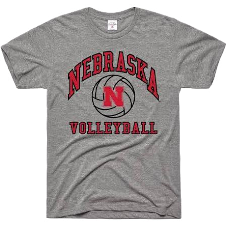 Charlie Hustle Grey Nebraska Volleyball Tee