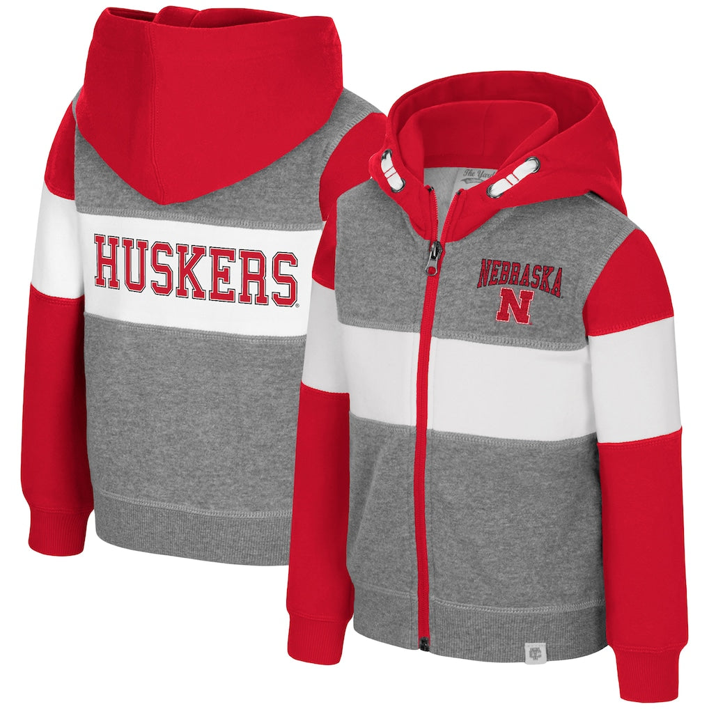 Nebraska Huskers Colosseum Toddler Bert Full-Zip Hoodie - Heather Gray