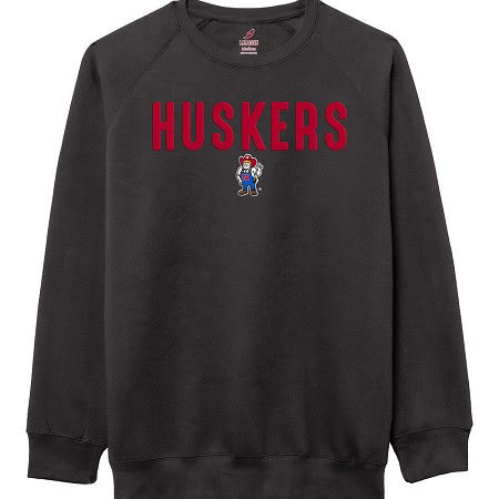Men's Essentials Crew 2.0 in Black - Nebraska Cornhuskers