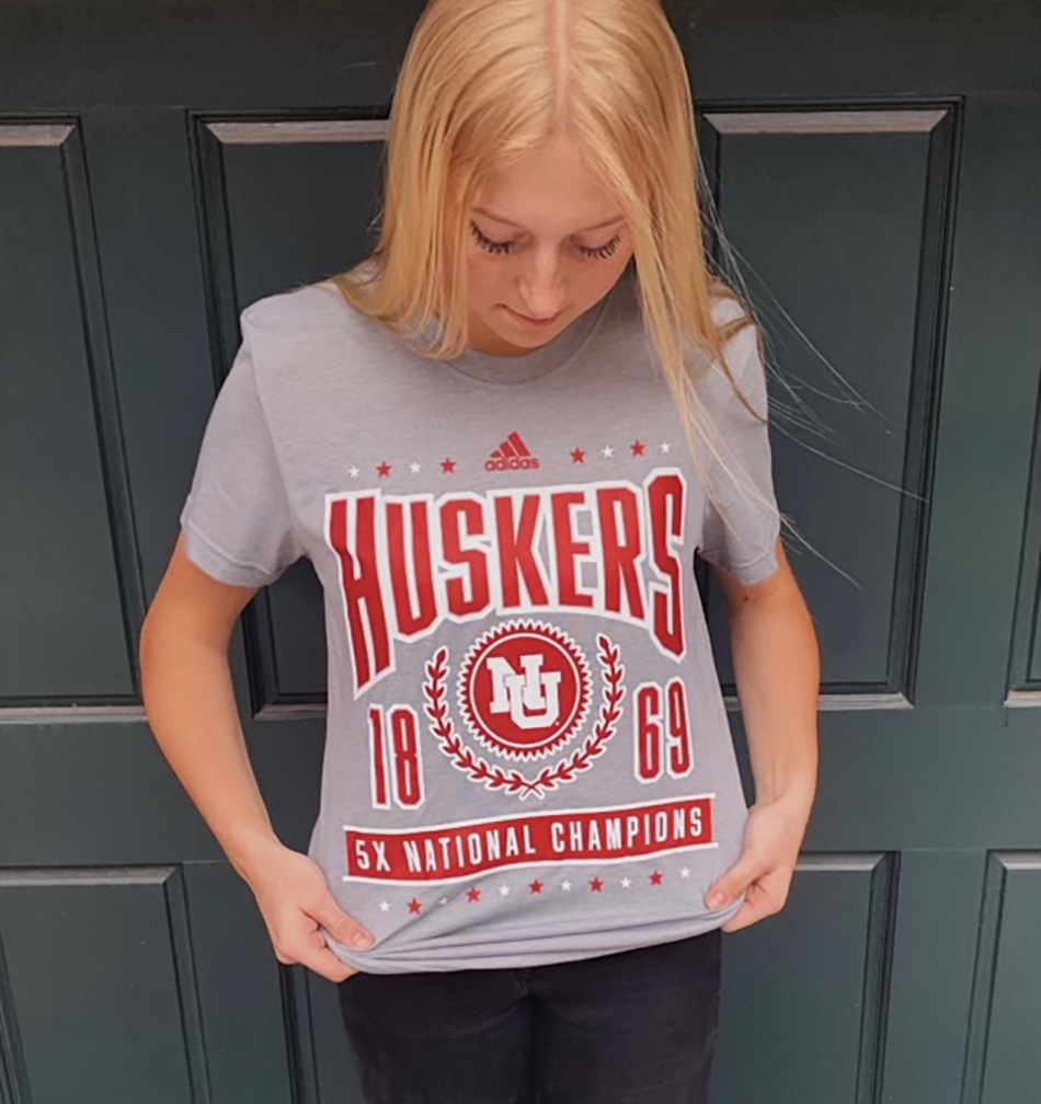 Adidas Grey Huskers 5x National Champions SS Blend Tee