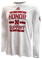 Adidas Nebraska Military Honor N Support LS Pregame Tee Nebraska Cornhuskers, Nebraska  Mens T-Shirts, Huskers  Mens T-Shirts, Nebraska  Mens, Huskers  Mens, Nebraska  Long Sleeve, Huskers  Long Sleeve, Nebraska Adidas, Huskers Adidas, Nebraska Adidas White Nebraska Military Honor And Support LS Pregame Tee, Huskers Adidas White Nebraska Military Honor And Support LS Pregame Tee