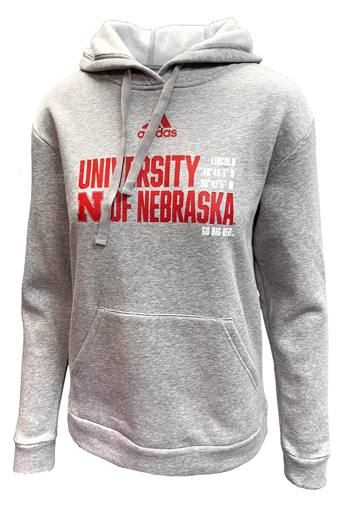 Adidas Womens Grey University Of Nebraska Coordinates Where Its At Fleece Hoodie