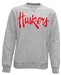 Huskers Script Gray Fleece Crew - AS-95056