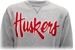 Huskers Script Gray Fleece Crew - AS-95056