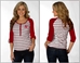 Ladies Husker Baseball Striped Henley - AT-60145