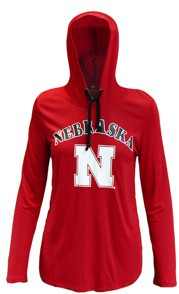 Ladies Nebraska Huskers LS Hooded Tee