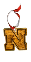 Nebraska Cherrywood Ornament Nebraska Cornhuskers, Nebraska  Holiday Items, Huskers  Holiday Items, Nebraska Wooden Iron N Cherry Ornament LazerEdge, Huskers Wooden Iron N Cherry Ornament LazerEdge