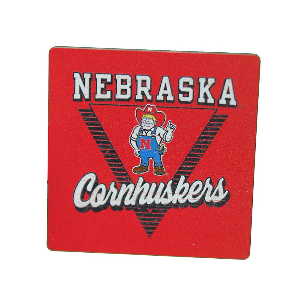 Nebraska Cornhuskers Herbie Husker Wooden Square Magnet Legacy