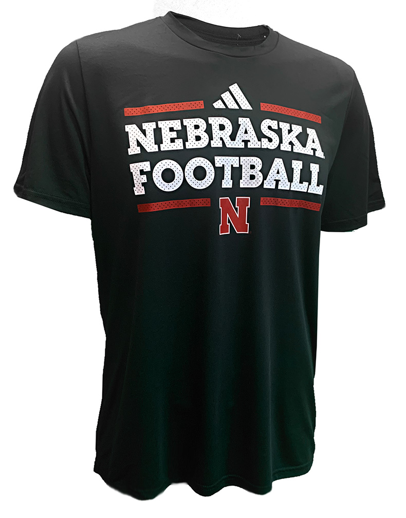 Adidas Black Nebraska Football SS Pregame Tee