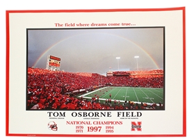 Rainbow Over Osborne Field Poster Nebraska Cornhuskers, Memorial Stadium Poster, Rainbow Over Osborne Field Poster