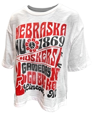 Womens Nebraska Huskers Meadow Slub Tee Nebraska Cornhuskers, Nebraska  Ladies T-Shirts, Huskers  Ladies T-Shirts, Nebraska  Ladies, Huskers  Ladies, Nebraska  Short Sleeve, Huskers  Short Sleeve, Nebraska Womens White Nebraska Huskers Meadow Graphic SS Slub Waist Length Tee Pressbox, Huskers Womens White Nebraska Huskers Meadow Graphic SS Slub Waist Length Tee Pressbox